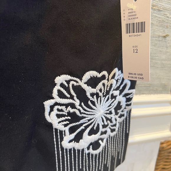 NWT new Anthropologie Maeve embellished micro shorts 6 black white embroidered - Picture 5 of 17